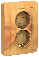 Розетка с заземлением Systeme Electric Blanca 1-м. 2-мод. шторки ясень картинка